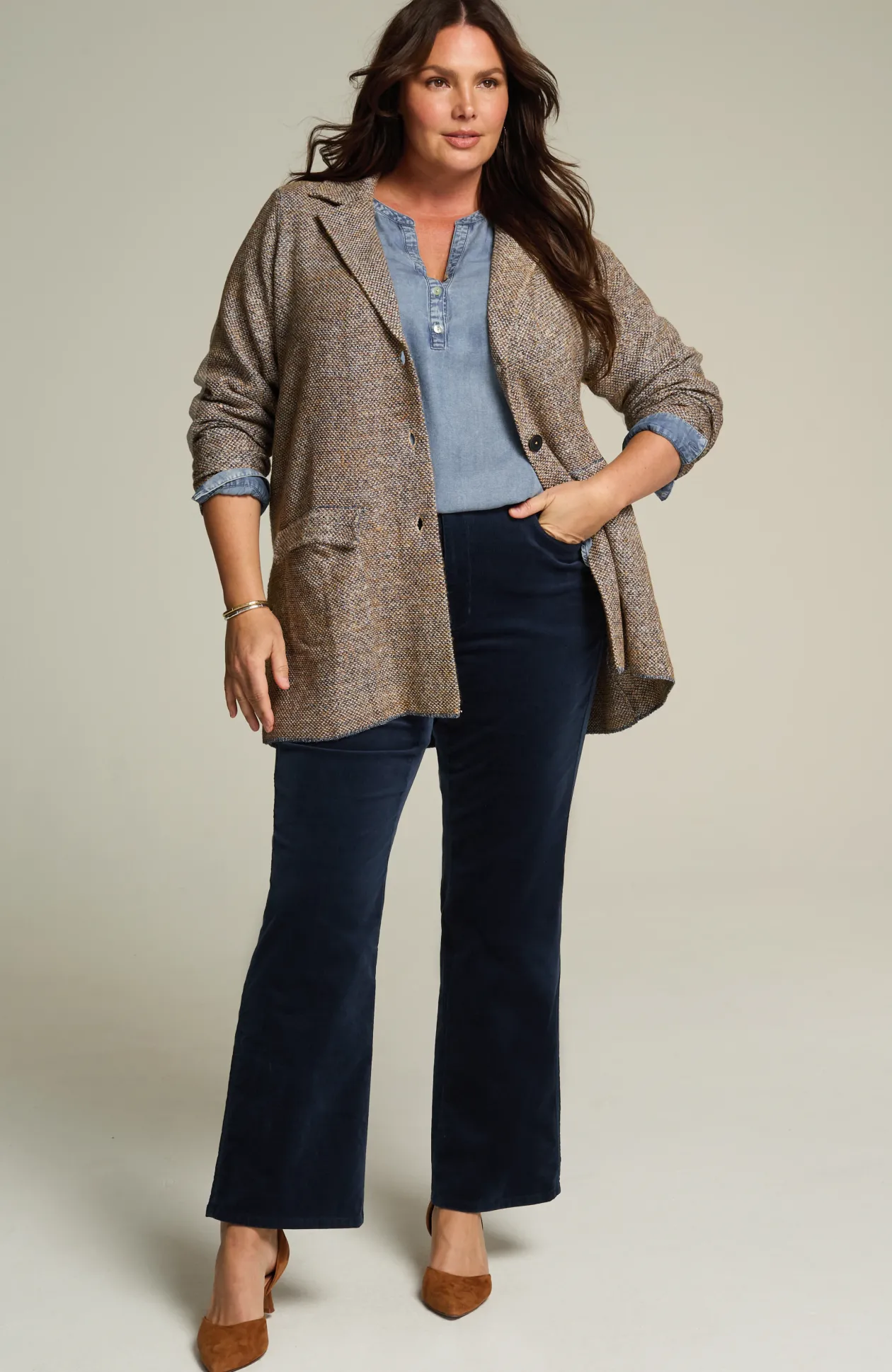 Tweed-Textured Sweater-Jacket