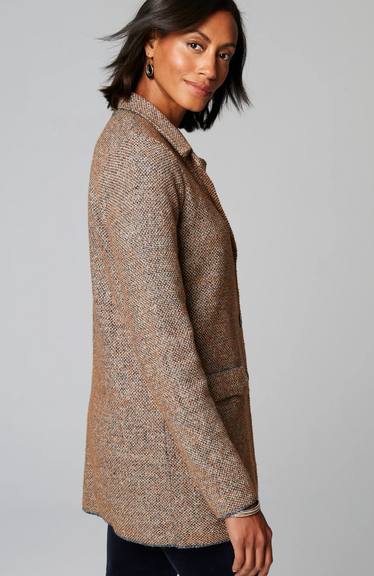 Tweed-Textured Sweater-Jacket