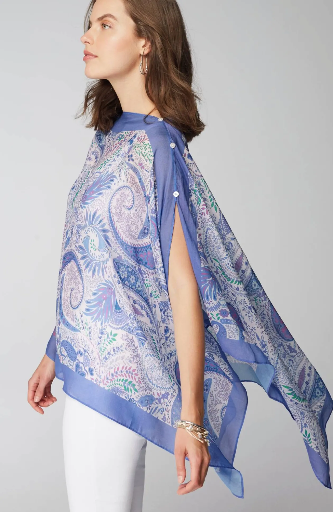Two-Way Paisley-Printed Poncho