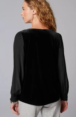 Velour Mixed-Media Top