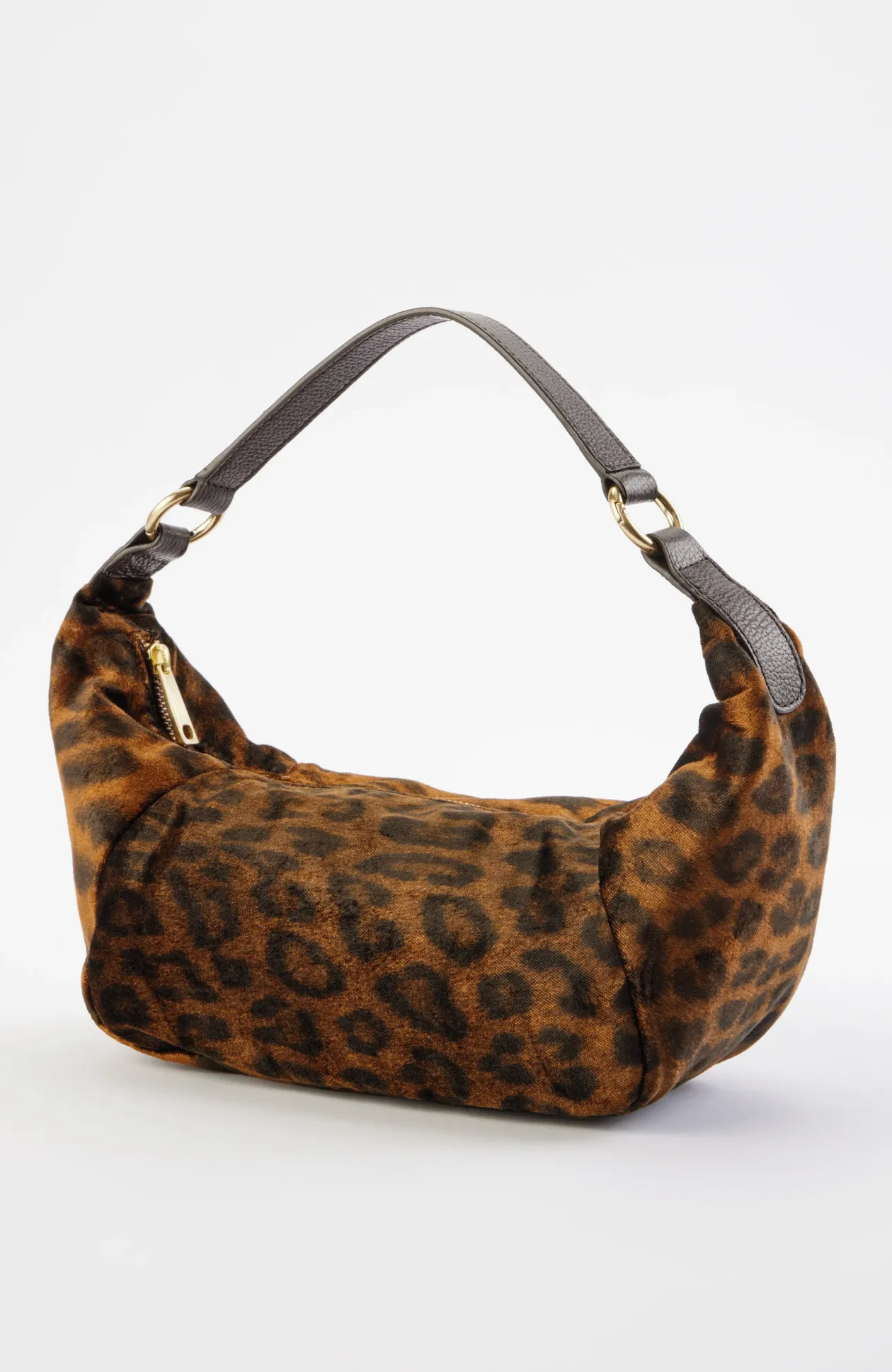 Velvet Leopard-Printed Bag