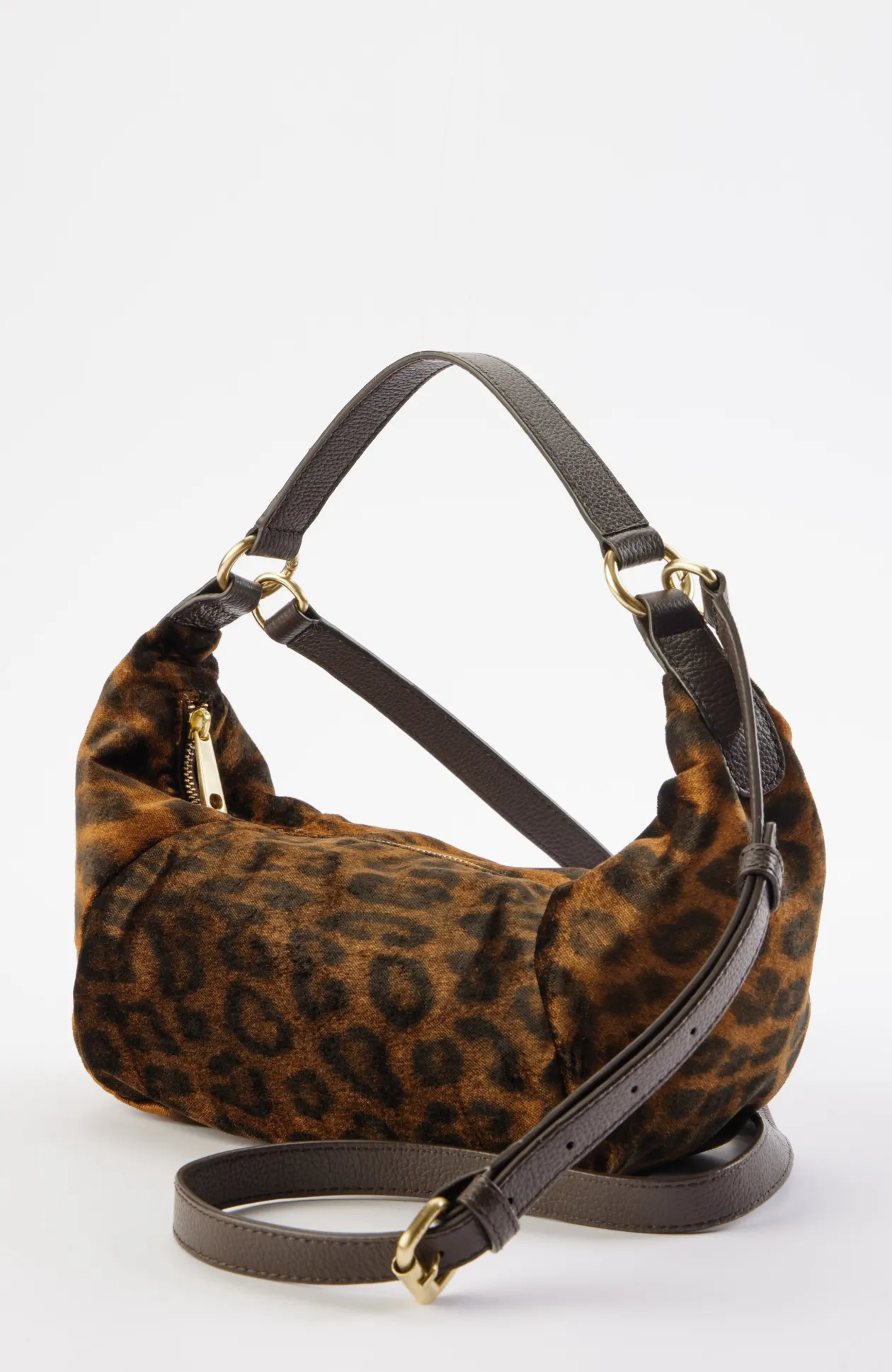 Velvet Leopard-Printed Bag