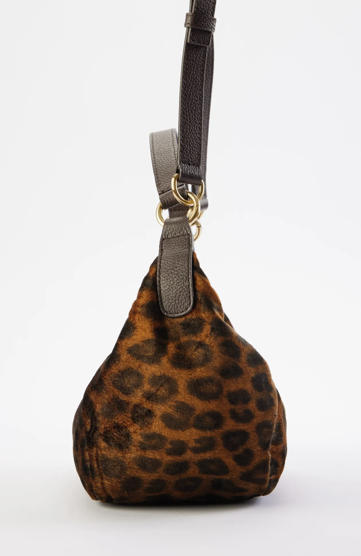 Velvet Leopard-Printed Bag
