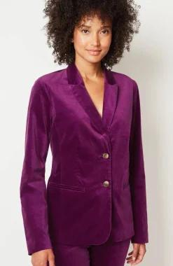 Velveteen Stretch Curved-Hem Blazer