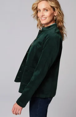 Velveteen-Stretch Military Jacket