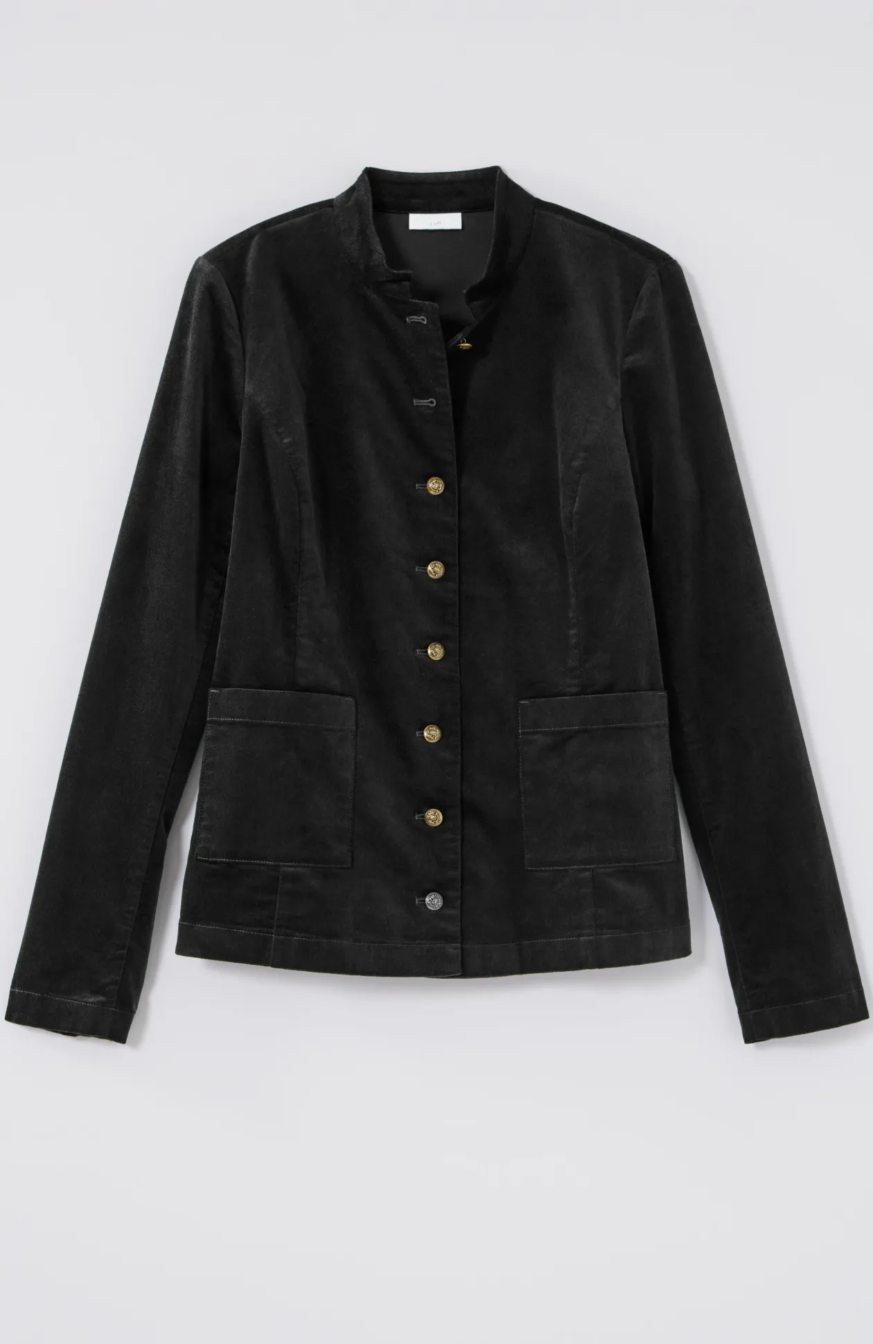 Velveteen-Stretch Military Jacket