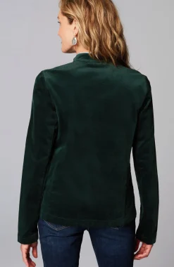 Velveteen-Stretch Military Jacket