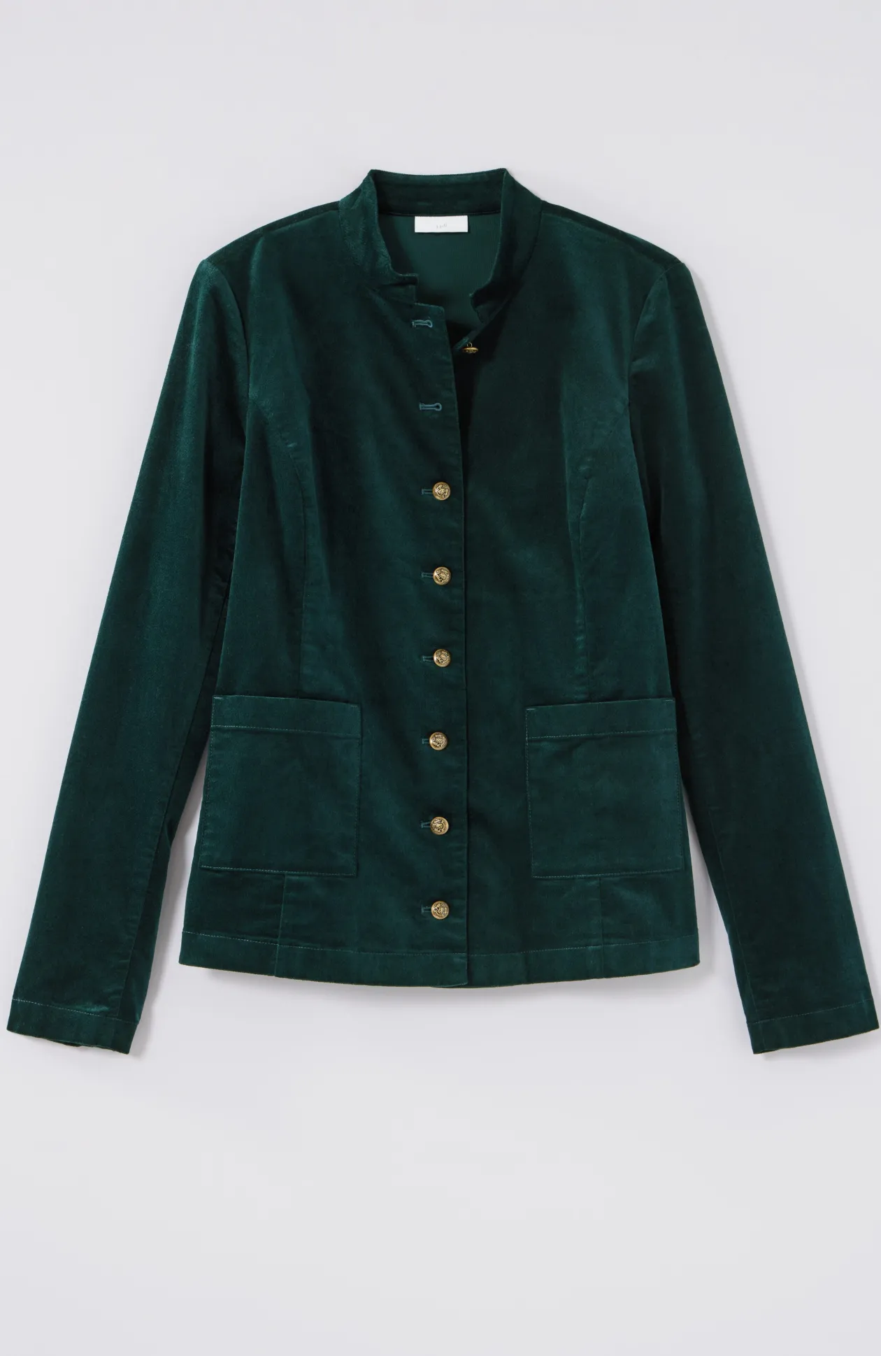 Velveteen-Stretch Military Jacket