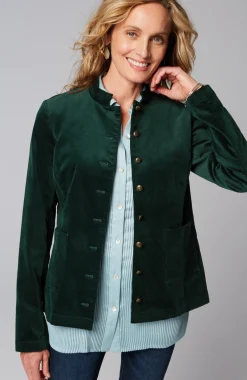 Velveteen-Stretch Military Jacket