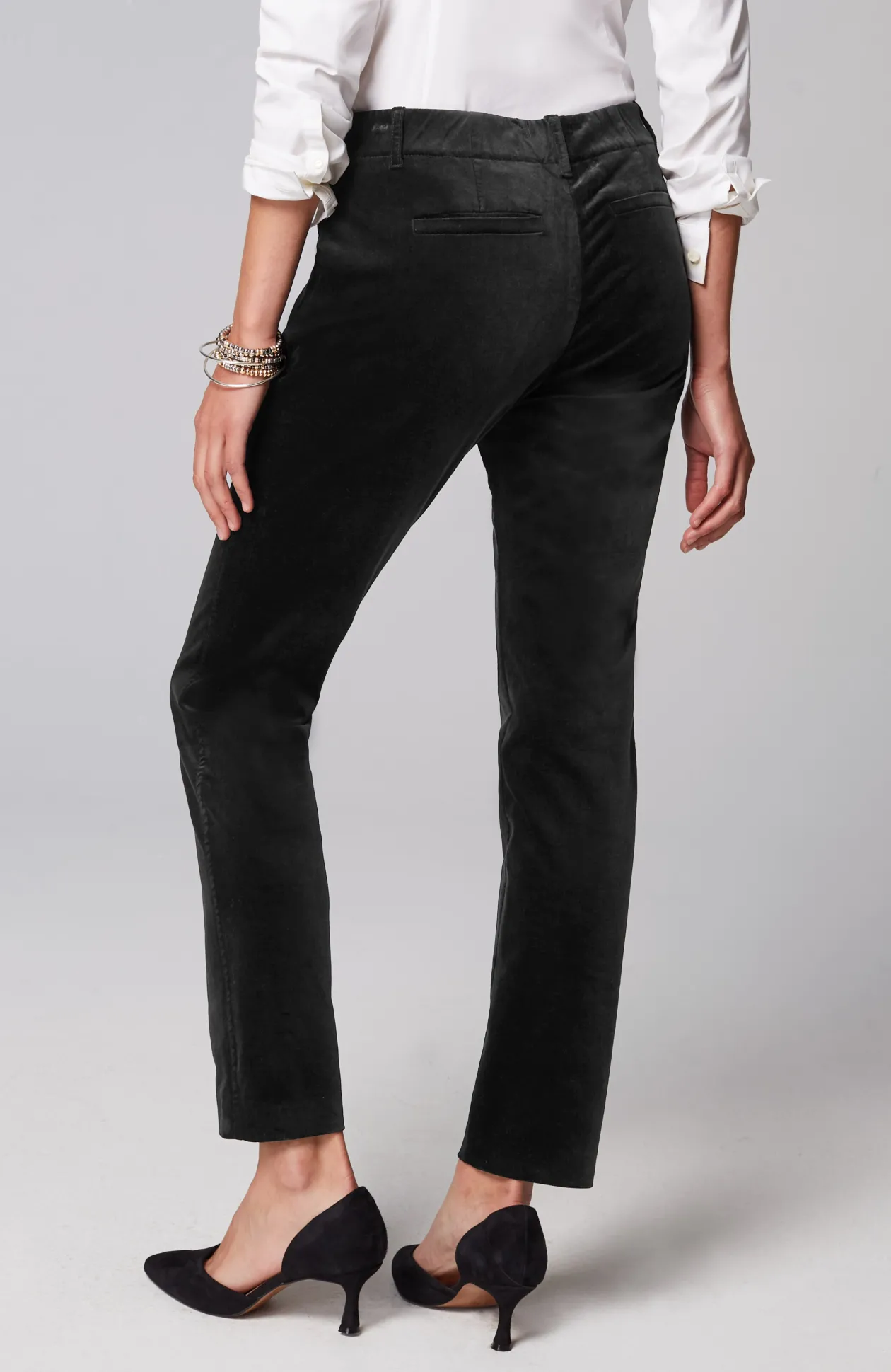 Velveteen-Stretch Slim-Leg Pants