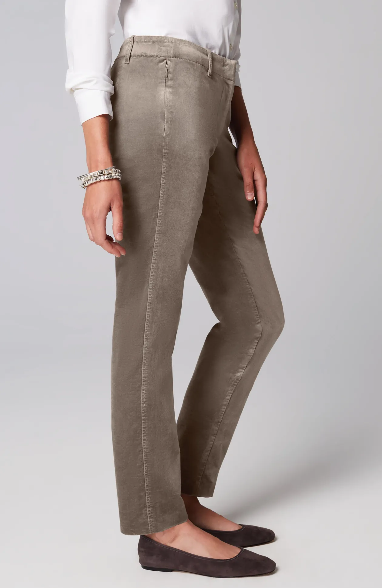 Velveteen-Stretch Slim-Leg Pants