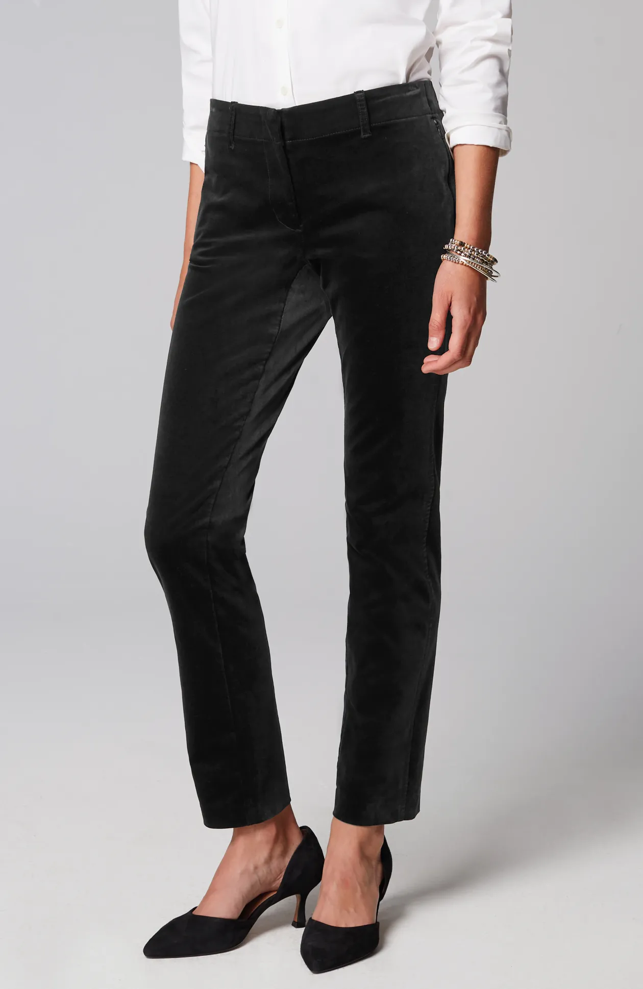 Velveteen-Stretch Slim-Leg Pants
