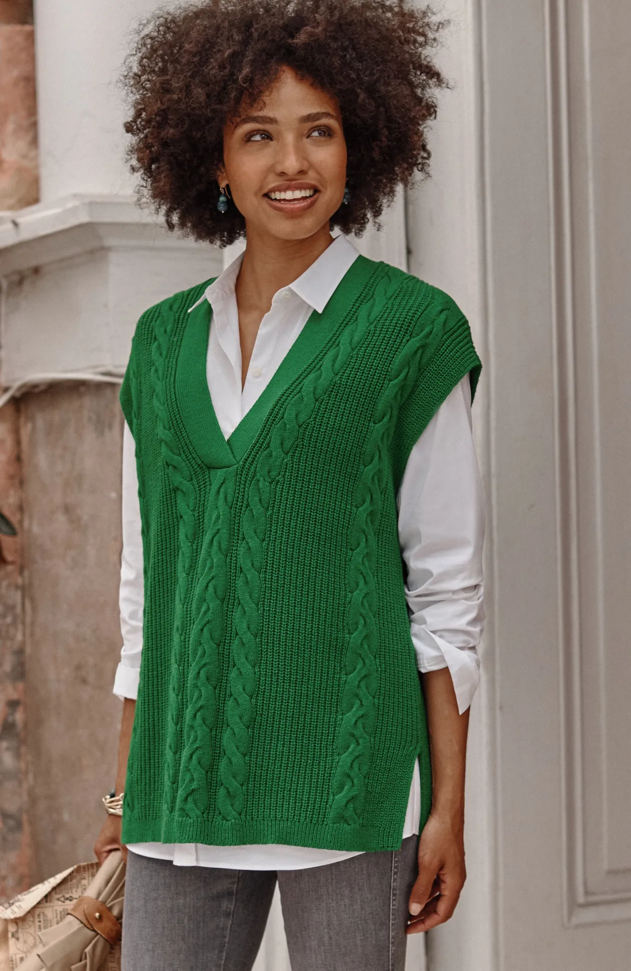 V-Neck Cable Vest