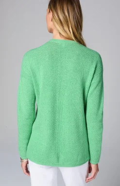 Waffle-Textured V-Neck Pullover