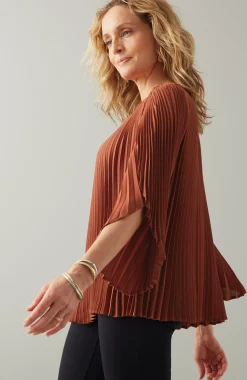 Wearever Boat-Neck Pleated Top