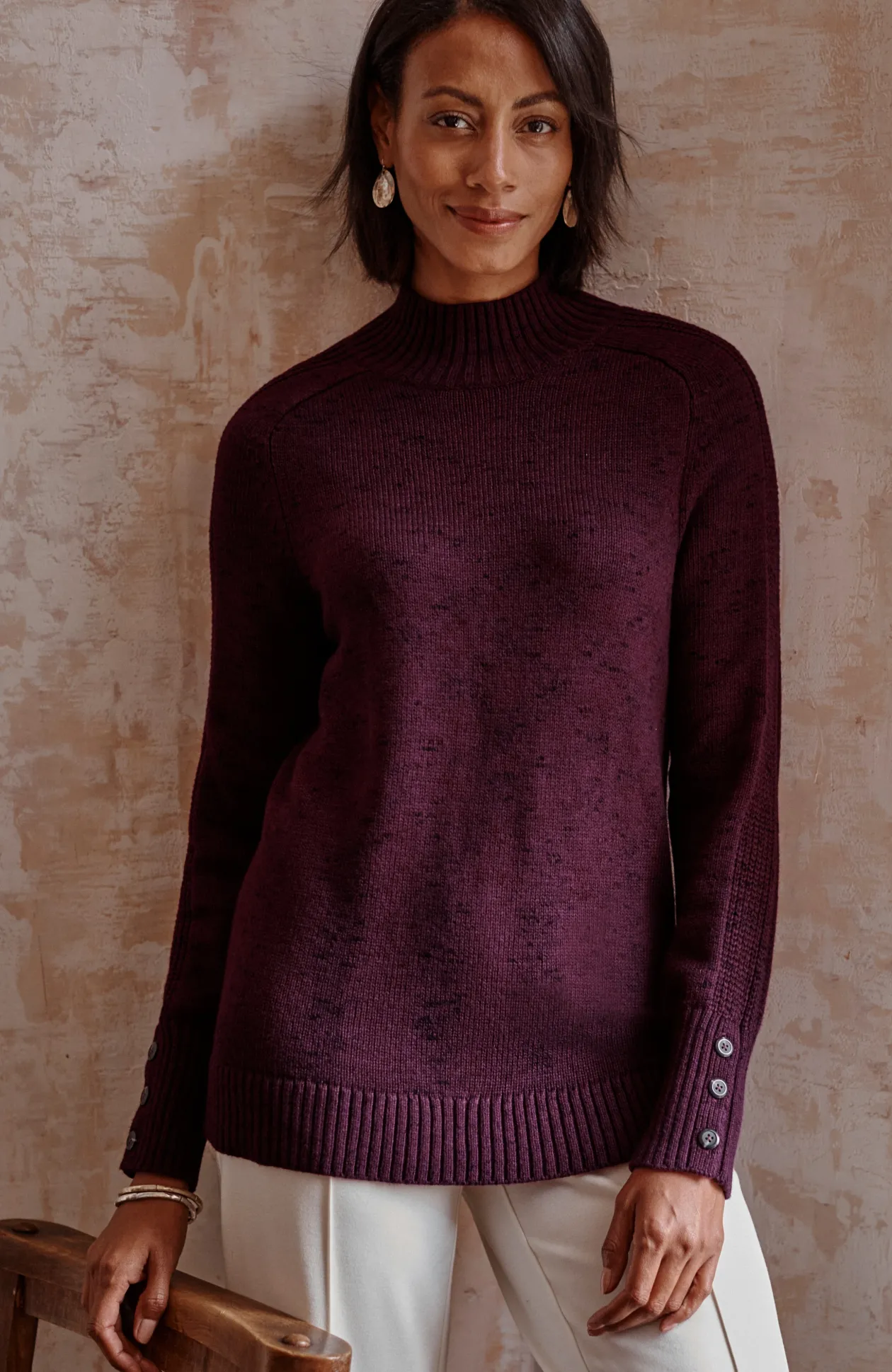 Wearever Button-Cuffed Sweater