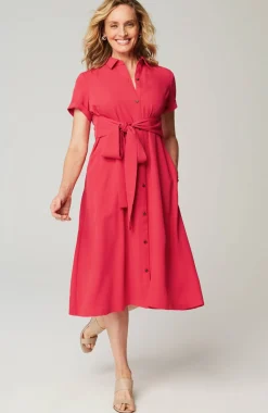 Wearever Button-Front Belted Shirtdress