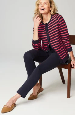 Wearever Button-Front Striped Cardi