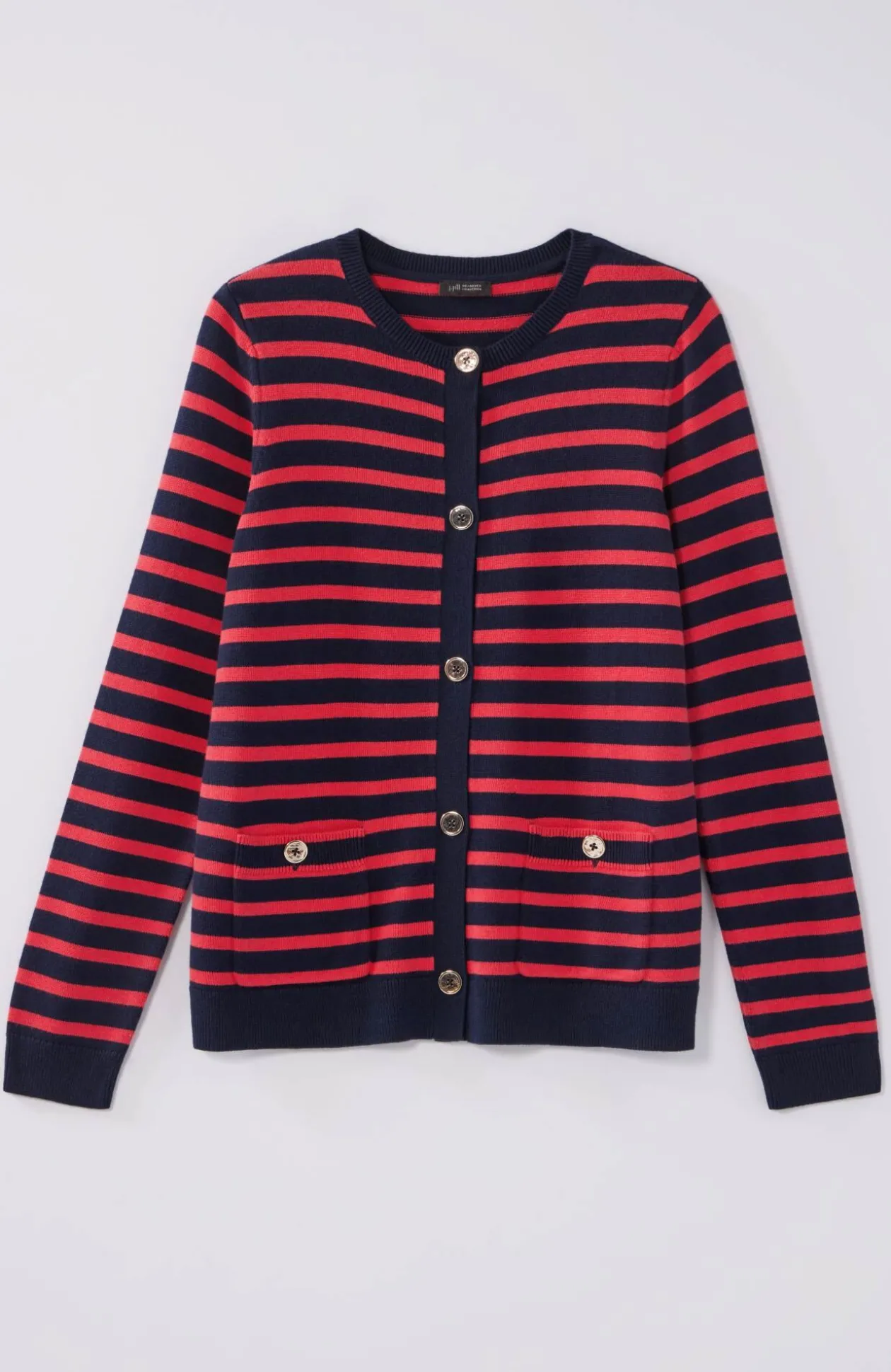 Wearever Button-Front Striped Cardi