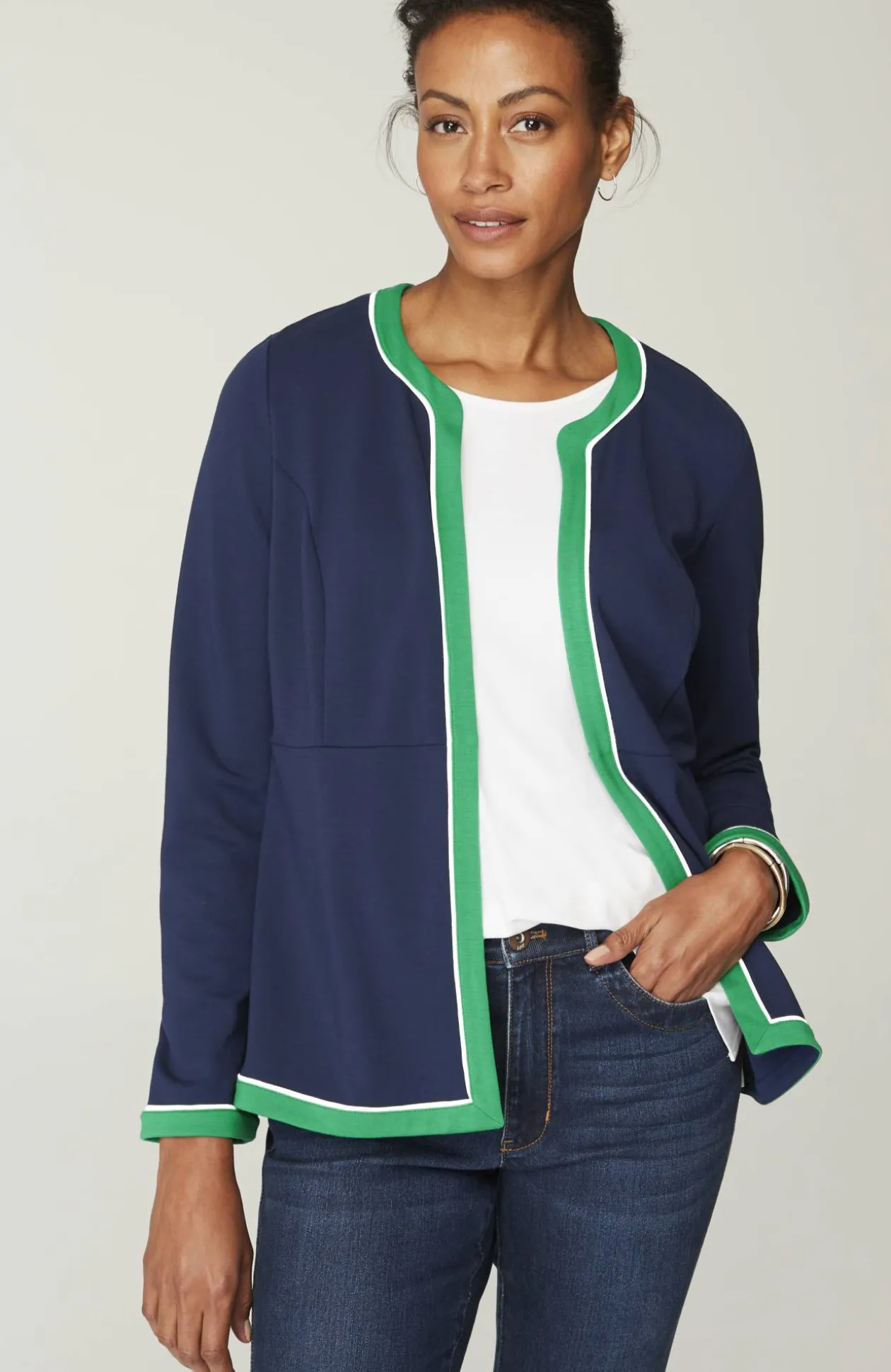 Wearever Double-Face Jersey Contrast-Trim Jacket