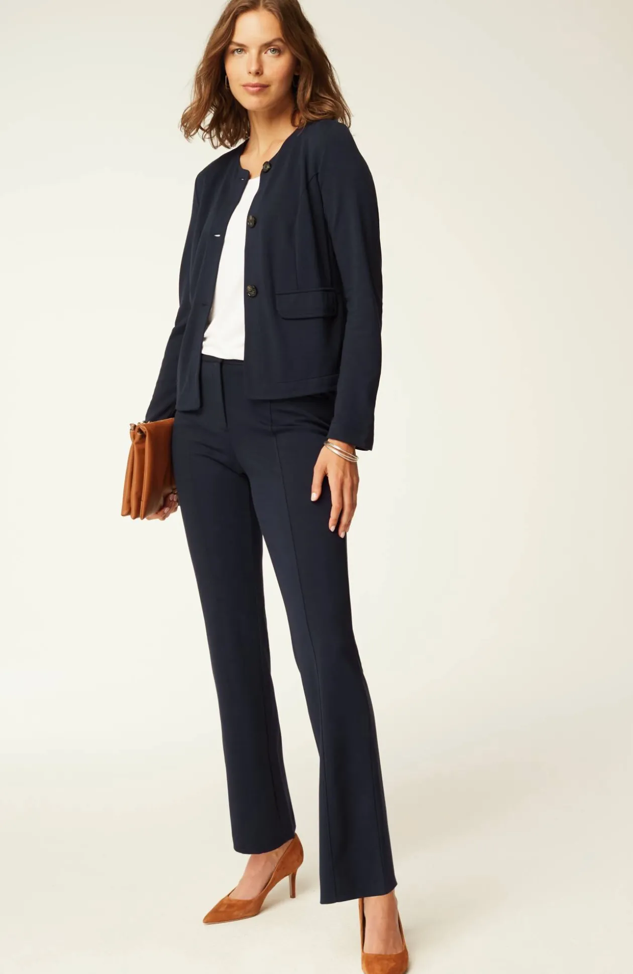 Wearever Double-Face Jersey Boot-Cut Trousers