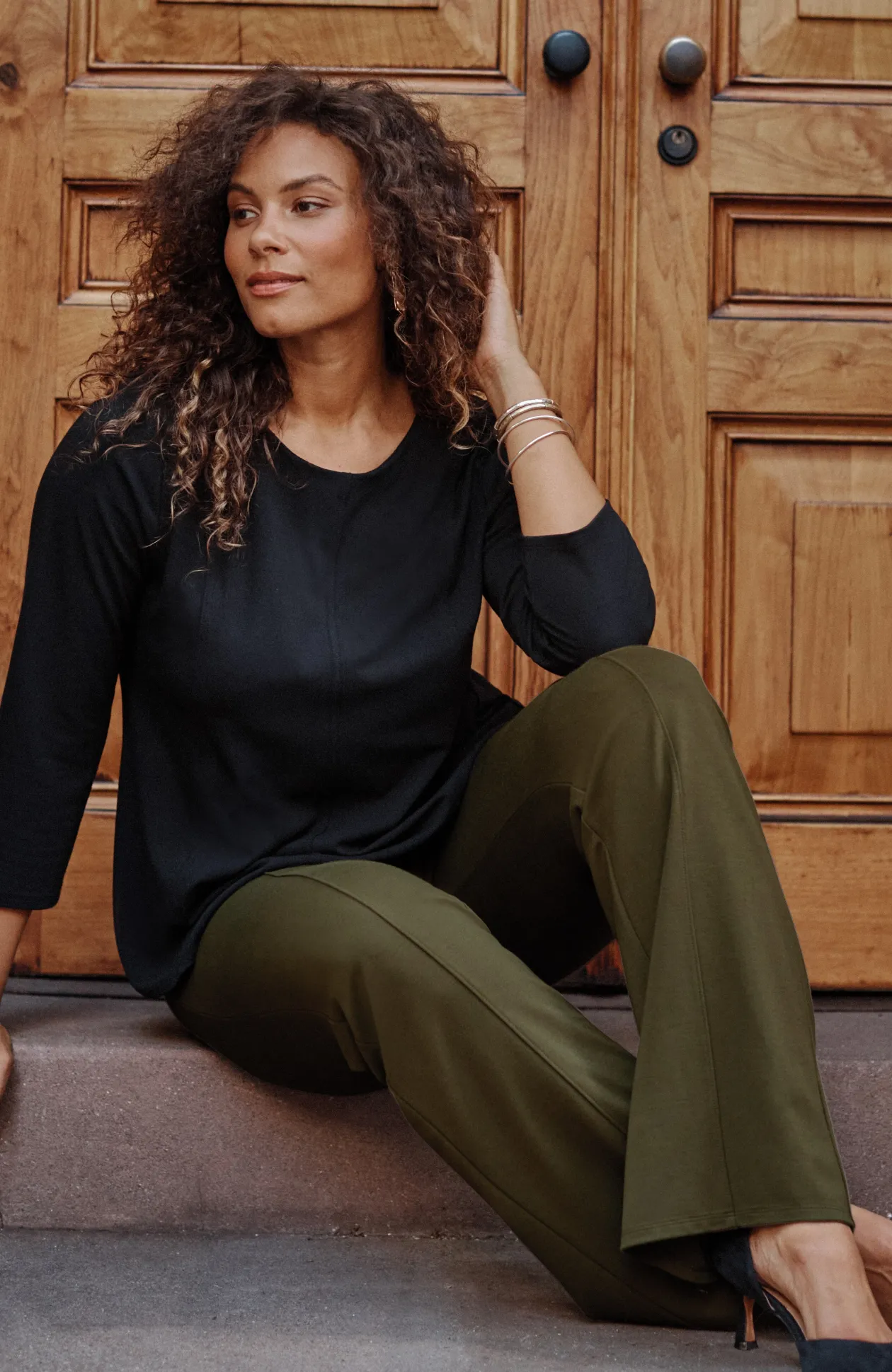 Wearever Double-Face Jersey Boot-Cut Trousers