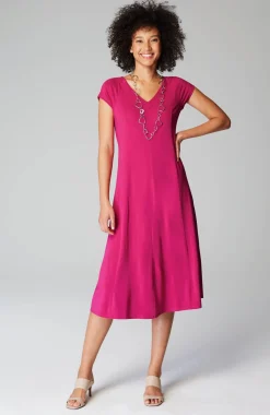 Wearever Draped Cap-Sleeve Dress