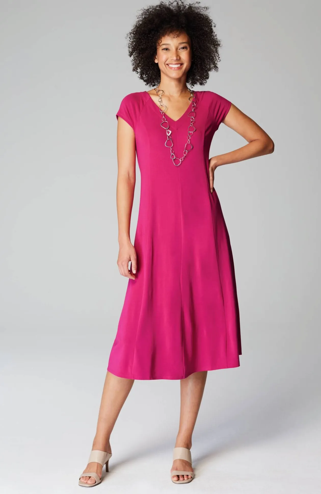 Wearever Draped Cap-Sleeve Dress