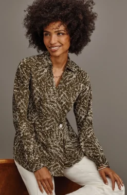 Wearever Easy-Care Pleated One-Button Top