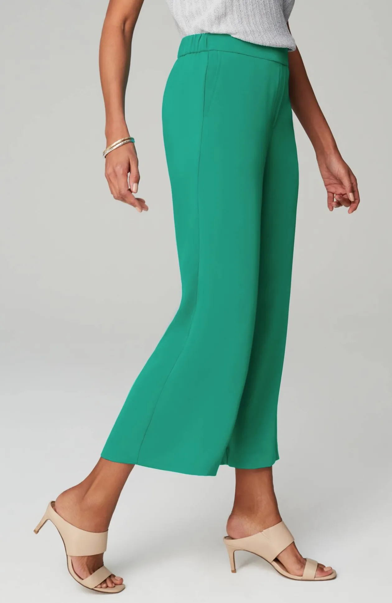 Wearever Easy-Care Woven Wide-Leg Crops