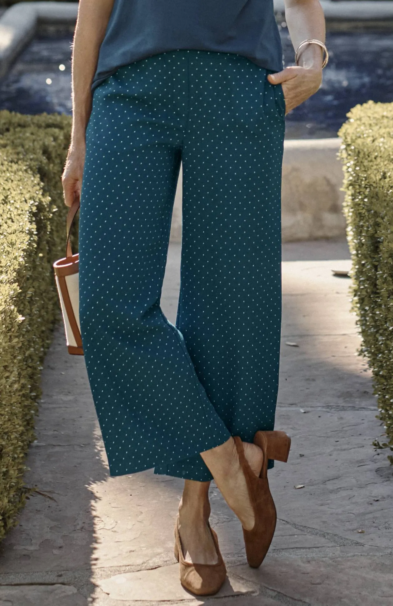 Wearever Easy-Care Woven Wide-Leg Crops