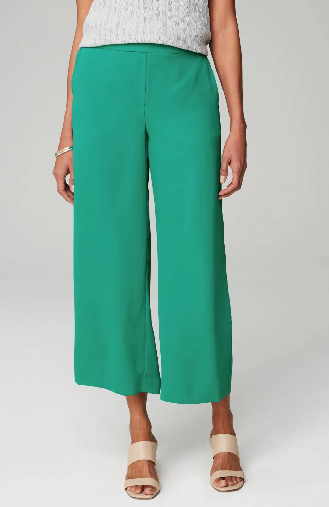 Wearever Easy-Care Woven Wide-Leg Crops