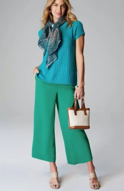 Wearever Easy-Care Woven Wide-Leg Crops