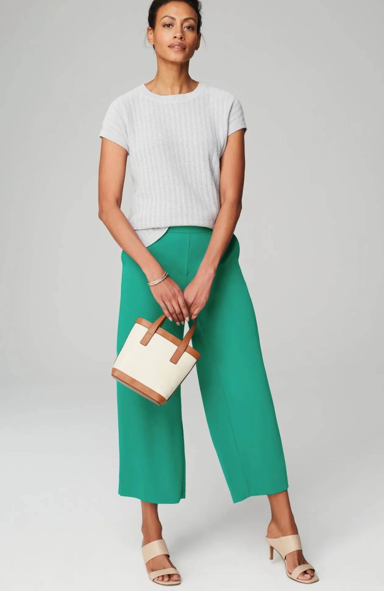 Wearever Easy-Care Woven Wide-Leg Crops