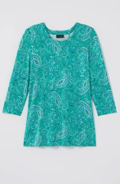 Wearever Mixed-Print Button-Back Top