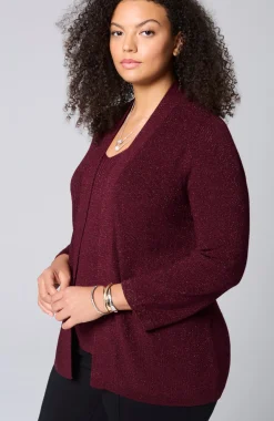 Wearever Rib-Textured Sparkle Cardi