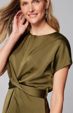 Wearever Satin Wrap-Waist Dress