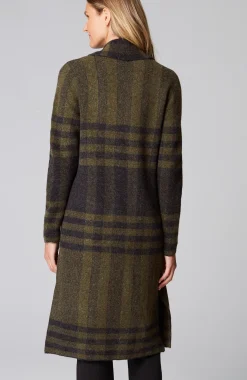 Wearever Shawl-Collar Plaid Sweater Coat