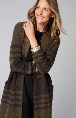 Wearever Shawl-Collar Plaid Sweater Coat