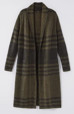 Wearever Shawl-Collar Plaid Sweater Coat