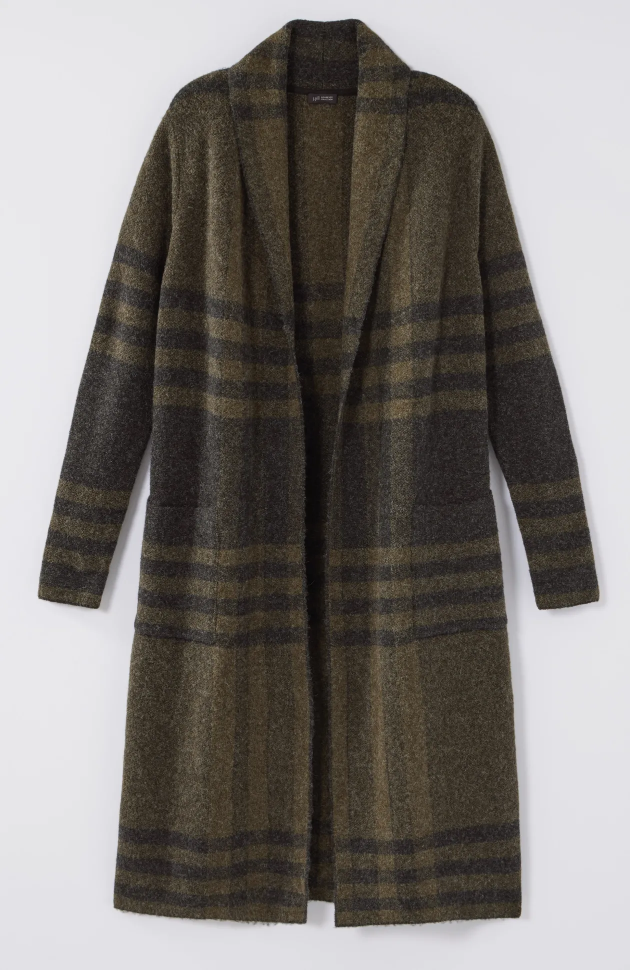 Wearever Shawl-Collar Plaid Sweater Coat