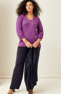 Wearever Silk-Blend Blouson-Sleeve Sweater