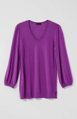 Wearever Silk-Blend Blouson-Sleeve Sweater
