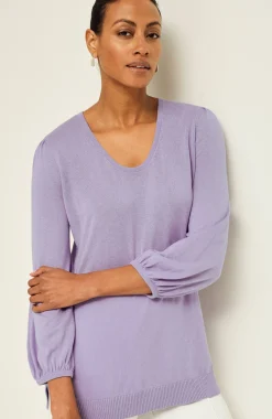 Wearever Silk-Blend Blouson-Sleeve Sweater
