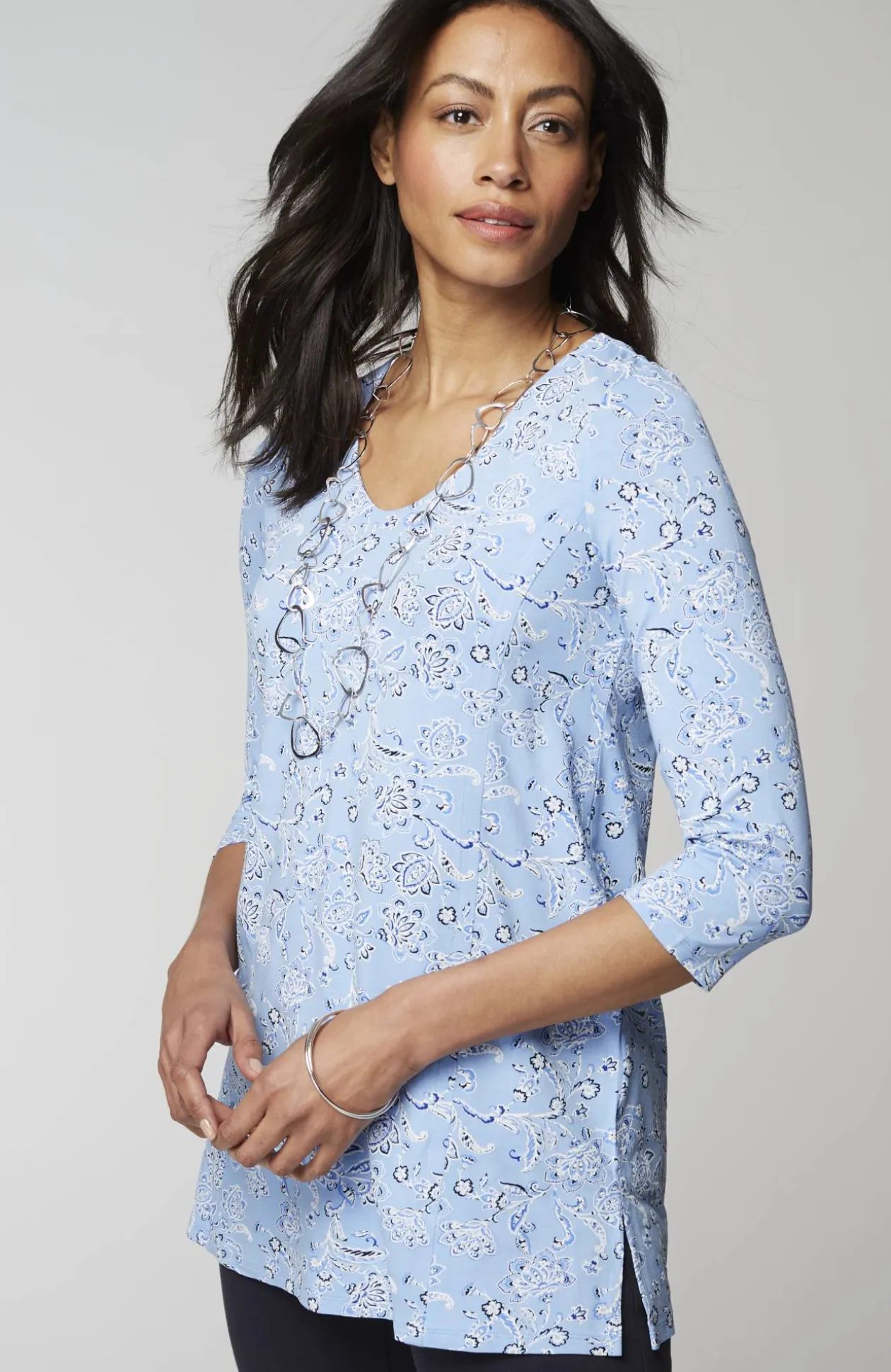 Wearever Soft-V-Neck Seamed Tunic