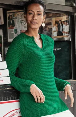 Wearever Textured Split-Neck Sweater