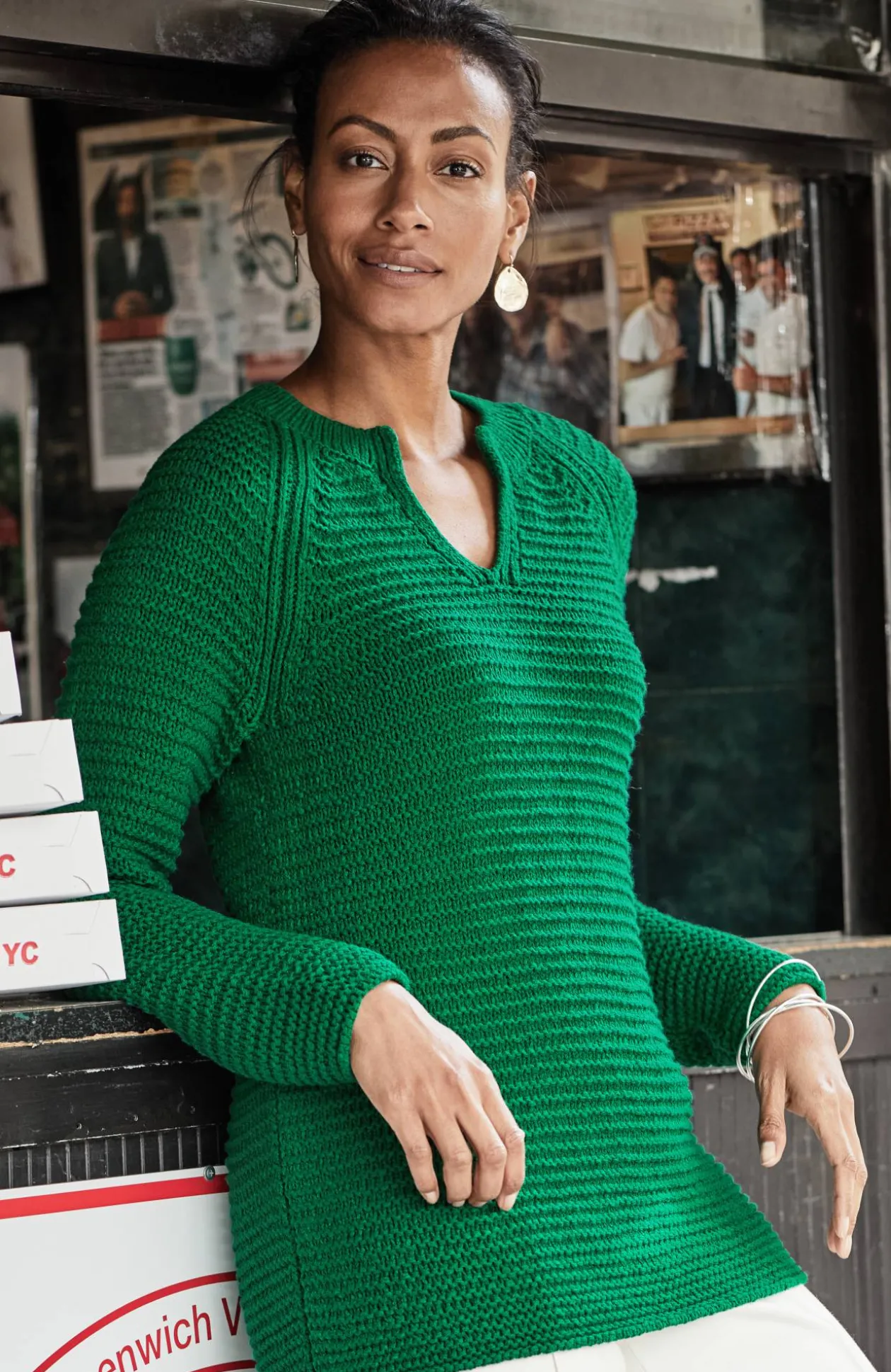 Wearever Textured Split-Neck Sweater