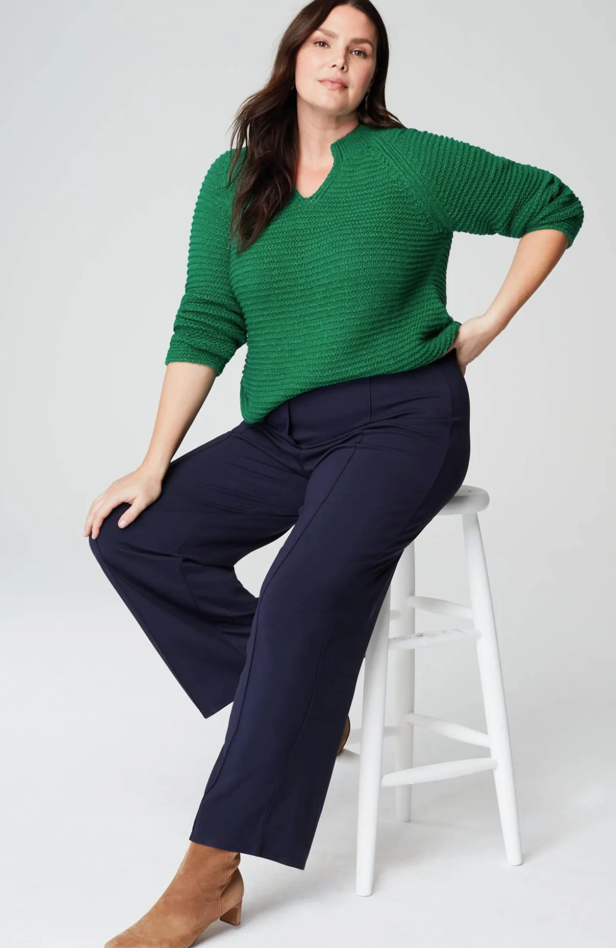Wearever Textured Split-Neck Sweater