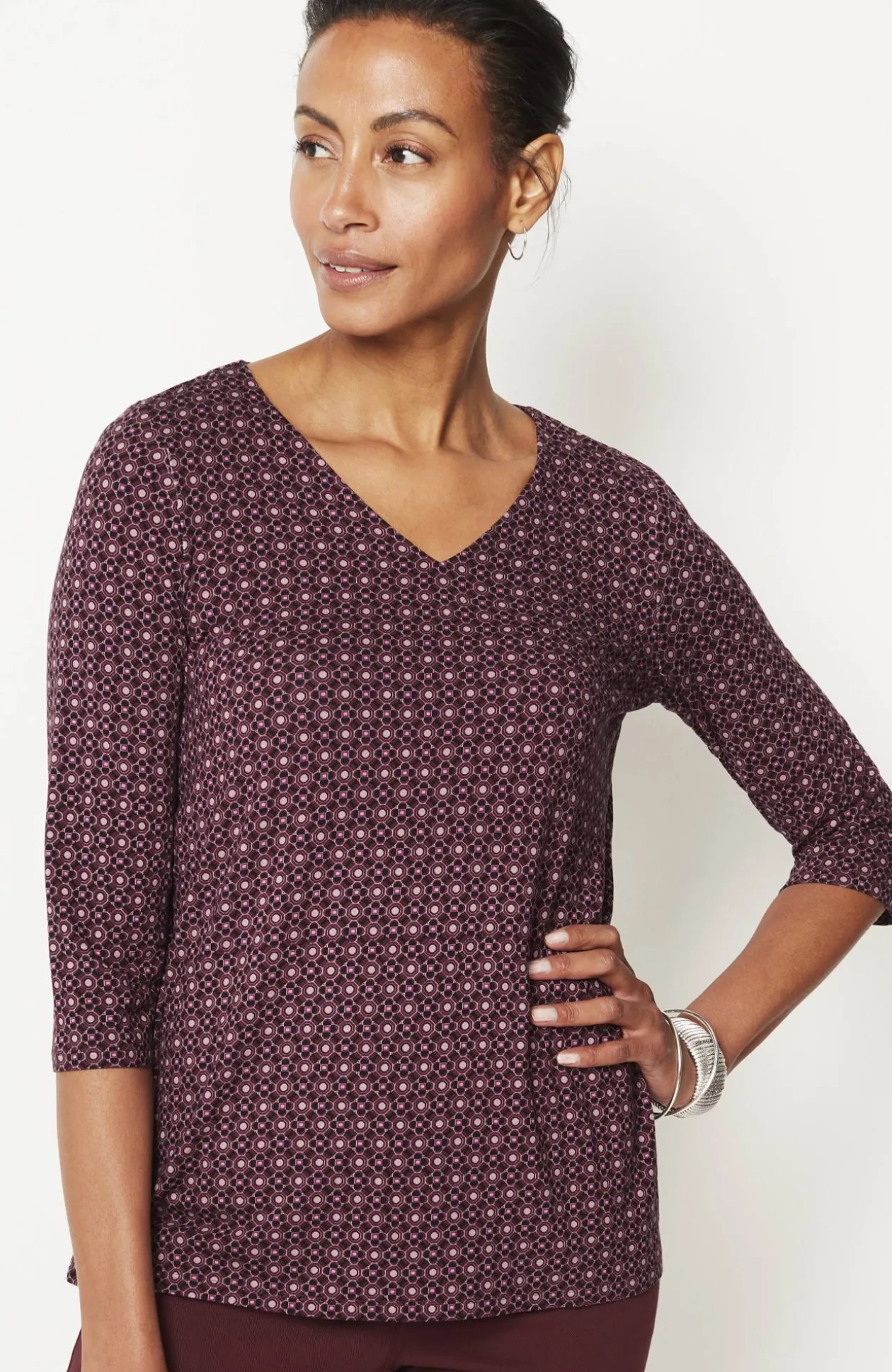 Wearever V-Neck Ballet-Sleeve Top