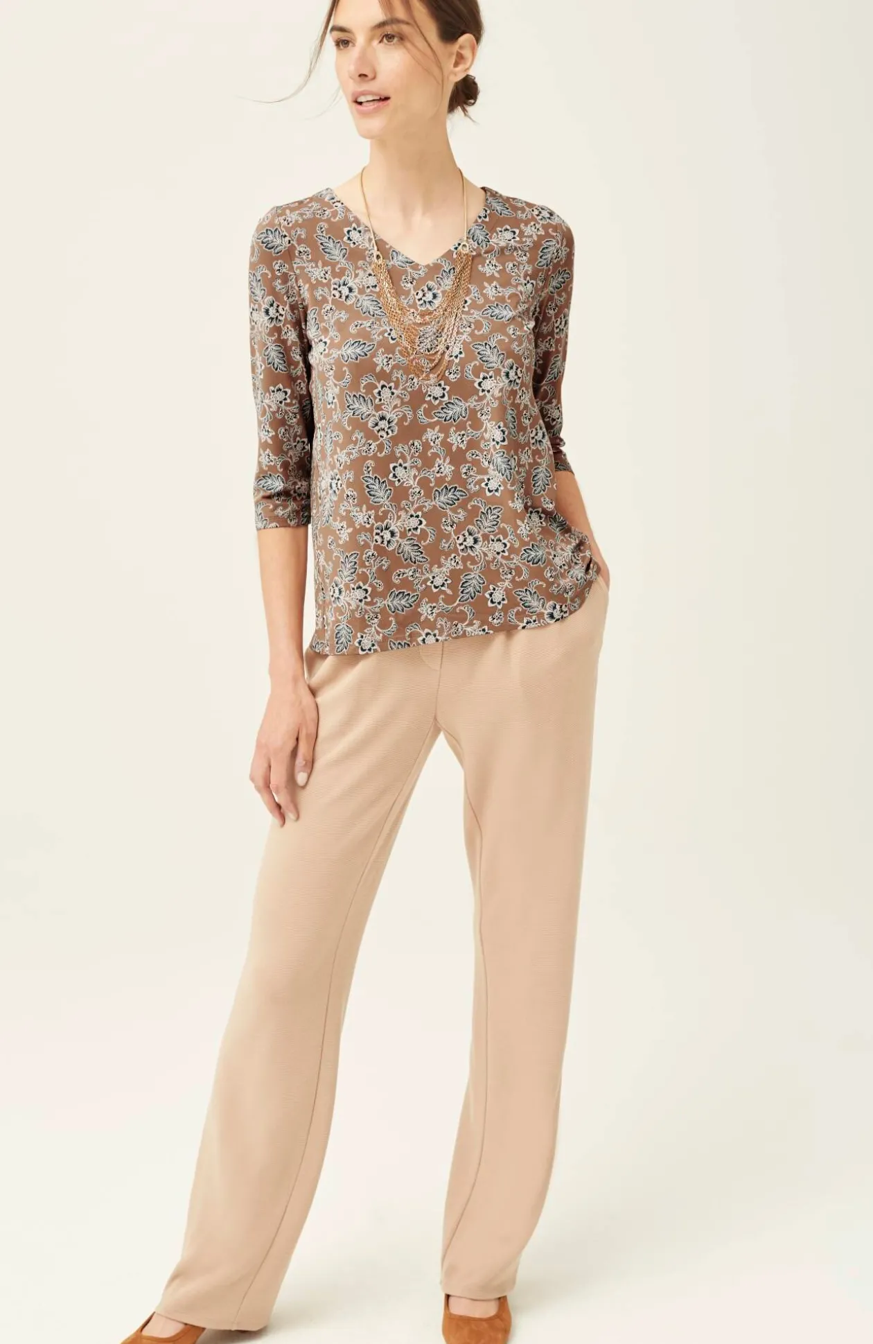 Wearever V-Neck Ballet-Sleeve Top